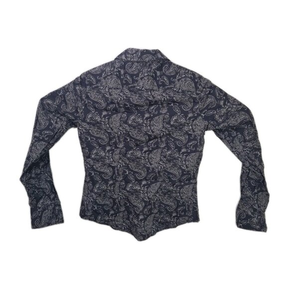 Tommy Hilfiger Pasiley Print Floral Blue Shirt Men's Long Sleeves Size 4 - Picture 2 of 9